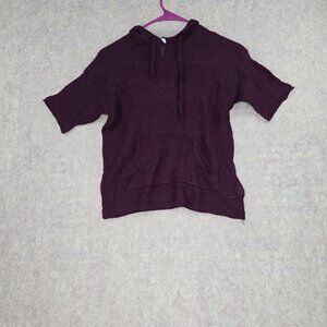 Aeropostale XS Purple Short-Sleeve Knit Hoodie Women’s Lightweight Pullover Top